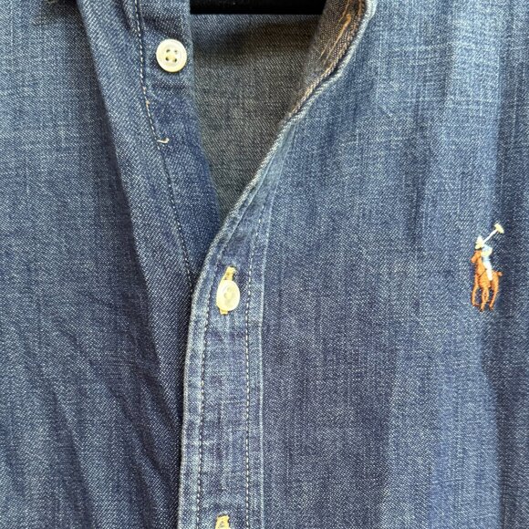 NWT Polo Ralph Lauren Denim Shirtdress Medium | Classic Button Front - Picture 2 of 8